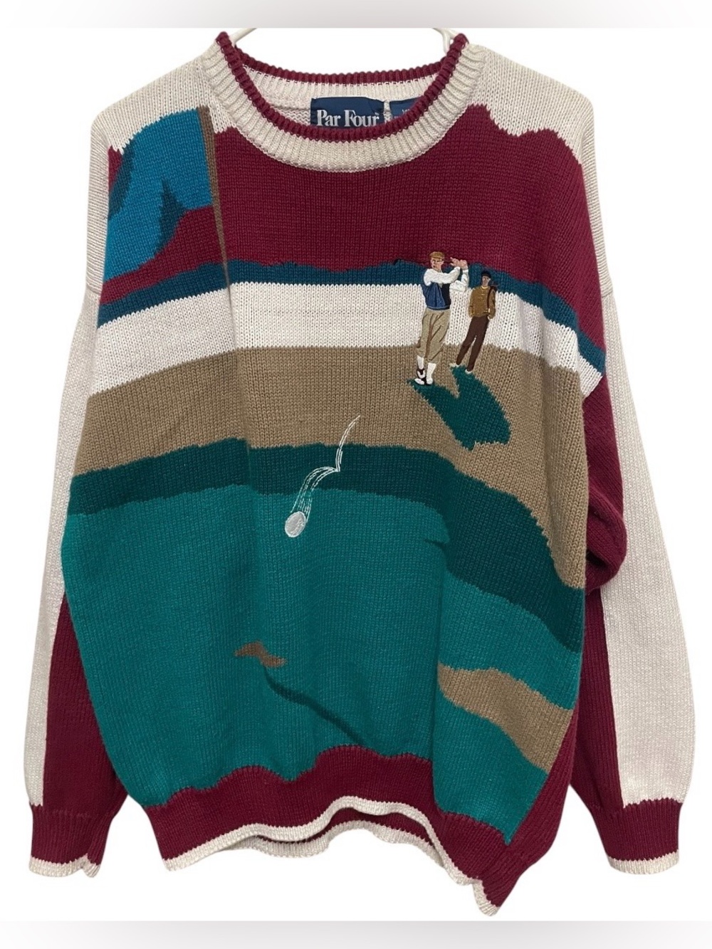 Vintage 90s Par Four golf themed crew neck knit sweater